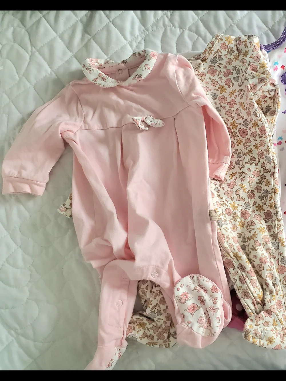 0-3 Month Set Of 2 Pink Floral One-Piece Pajama